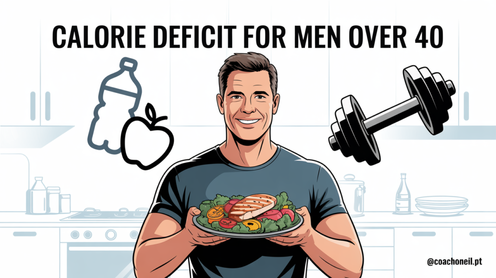 TDEE men over 40 calorie decrease age — BMR NEAT EAT TEF components infographic